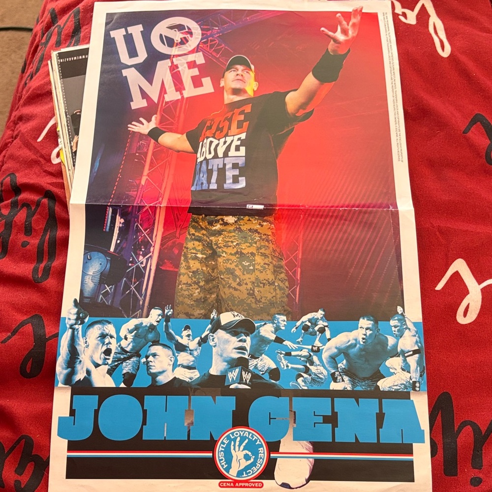 WWE John Cena Poster with Red and Blue Accents